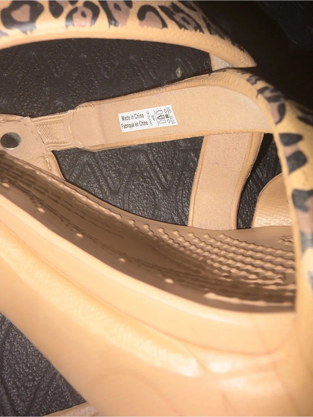 CROCS Tan Leopard Print High Heel Sandals